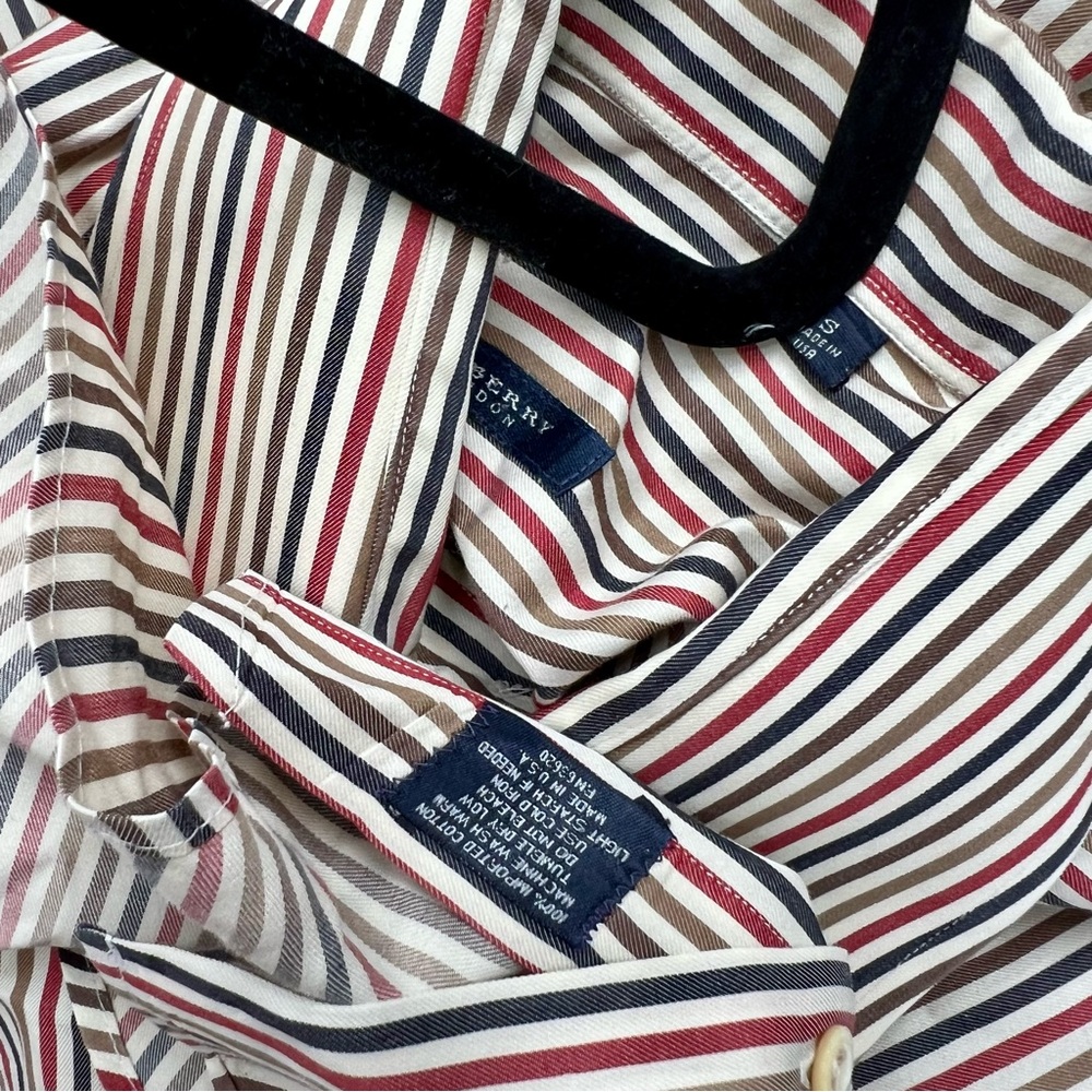 Burberry London Striped Button Up Shirt Long Sleeve Dress Shirt Cotton S - Picture 6 of 7